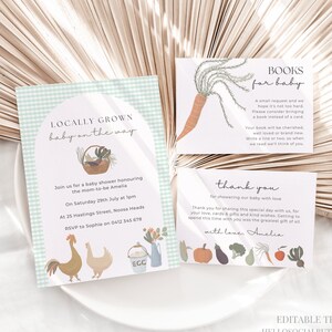 EDITABLE Locally Grown Baby Shower Invitation Farmers Market Baby Shower Invite Organic Baby Couple Shower Canva Template Country Baby, 028