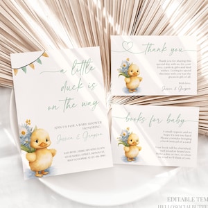 Duck Baby Shower Invitation Yellow Duck Baby Shower Invite Duck Baby Shower Invitation Set Gender Neutral Little Duckling Invite Canva, 086