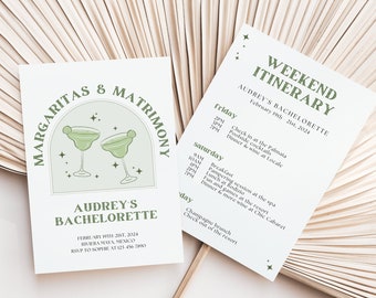 Margs and Matrimony Bachelorette Invitation Itinerary Margaritas and Matrimony Bachelorette Invitation Itinerary Hens Weekend Canva, 091