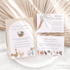 EDITABLE Locally Grown Baby Shower Invitation Farmers Market Baby Shower Invite Organic Baby Couple Shower Canva Template Country Baby, 028