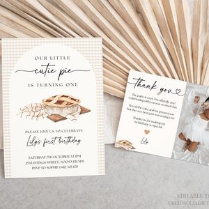 Cutie Pie Birthday Invitation Cutie Pie Birthday Invite Fall Birthday Invitation Pie Themed Birthday Pumpkin Pie Birthday Thanksgiving, 063