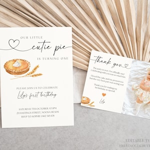 Cutie Pie Birthday Invitation Cutie Pie Birthday Invite Fall Birthday Invitation Pie Themed Birthday Pumpkin Pie Birthday Thanksgiving, 063