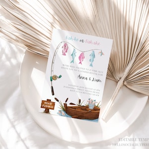 Fishing Gender Reveal Invitation Fishing Gender Reveal Invite Reel Excited Gender Reveal Gone Fishing Gender Reveal Canva Template, 051