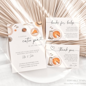 Cutie Pie Baby Shower Invitation Cutie Pie Baby Shower Invite Fall Baby Shower Invitation Pie Themed Baby Shower Pumpkin Baby Shower, 053