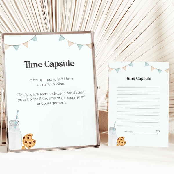 Milk And Cookies Time Capsule Milk & Cookies First Birthday Time Capsule With Matching Note Cards Cookies And Milk Time Capsule Canva, 030