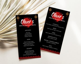Hibachi Menu Card Hibachi Dinner Menu Hibachi Birthday Menu Hibachi Party Japanese Restaurant Menu Teppanyaki Menu Canva Template, 056