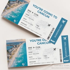 Cancun Bordkarte Cancun Trip Ticket Cancun Surprise Trip Gift Ticket Cancun Ticket Cancun Urlaub Cancun Urlaub Mexiko Canva, 078