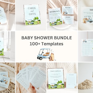 EDITABLE Golf Baby Shower Bundle Golfing Couples Baby Shower Bundle Let’s Par-Tee Baby Shower Games Golf Invitation Canva Template, 033