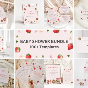 Strawberry Baby Shower Invitation Bundle Berry Sweet Baby Shower Bundle Berry Baby Shower Invite Bundle Strawberry Games Berry Games, 015