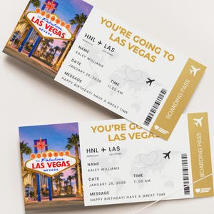 Cartão de Embarque para Las Vegas, Viagem Surpresa para Las Vegas, Bilhete de Presente para Las Vegas, Bilhete Personalizado para Las Vegas, Bilhete de Férias para Las Vegas, Canva, 002 imagem 1