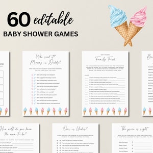 Ice Cream Baby Shower Spiele Bundle Hier ist die Schaufel Eis Baby Shower Spiele Eis Party Baby Shower Spiele und Zeichen, 044
