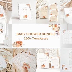 Falling In Love Baby Shower Invitation Bundle Fall In Love Baby Shower Bundle Fall Baby Shower Invite Pumpkin Autumn Baby Shower Canva, 057