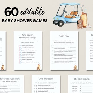 EDITABLE Golf Baby Shower Game Bundle Golfing Couples Baby Shower Games Bundle Let’s Par-Tee Games Golf Invitation Canva Template, 033