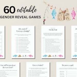 Fishing Gender Reveal Games Fishing Gender Reveal Games Bundle Reel Excited Gender Reveal Gone Fishing Gender Reveal Canva Template, 051