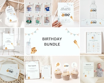 Milk And Cookies Invitation Bundle Milk & Cookies Birthday Invite Bundle Milk And Cookies Thank You Card With Photo Canva Template, 030