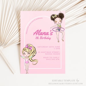 EDITABLE Gymnastics Birthday Invitation, Gymnastics Invite, Jump Tumble And Play Birthday, Gymnastics Invitation Canva Instant Download, 018