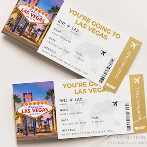 Carte d'embarquement à Las Vegas Voyage surprise à Las Vegas Billet cadeau à Las Vegas Billet personnalisé à Las Vegas Billet de vacances à Las Vegas Canva, 078