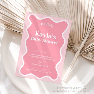 EDITABLE Wavy Baby Shower Invitation Curve Baby Shower Invite Baby Wavy Invitation Baby Shower Wave Invitation Wavy Invitation Canva, 002