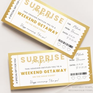 Weekend Getaway Gift Coupon Weekend Getaway Voucher Weekend Getaway Ticket Weekend Getaway Gift Card Weekend Away Voucher Canva, 080