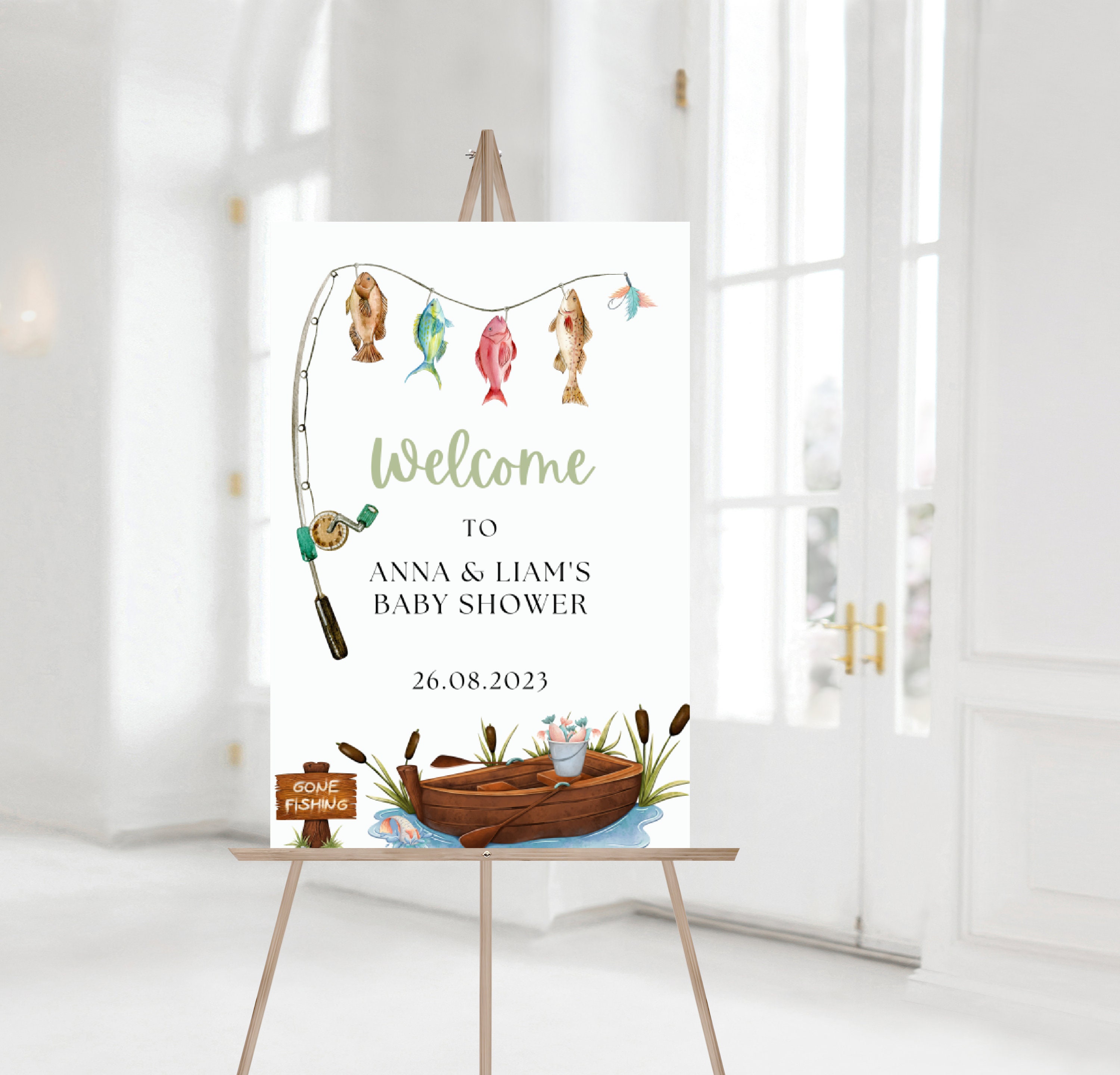 Little Fisherman Baby Shower Welcome Sign 