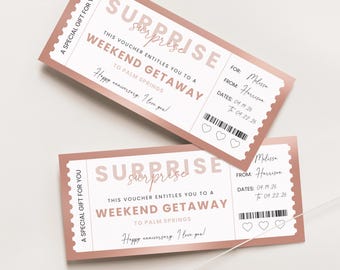 Weekend Getaway Gift Coupon Weekend Getaway Voucher Weekend Getaway Ticket Weekend Getaway Gift Card Weekend Away Travel Voucher Canva, 005