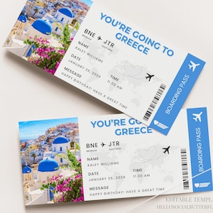 Carta d'imbarco per la Grecia Biglietto per il viaggio in Grecia Biglietto regalo per un viaggio a sorpresa in Grecia Viaggio in Grecia Vacanze in Grecia Biglietto aereo per le vacanze in Grecia Canva, 078