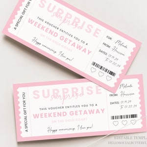 Weekend Getaway Gift Coupon Weekend Getaway Voucher Weekend Getaway Ticket Weekend Getaway Gift Card Weekend Away Voucher Canva, 080