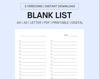 Blank Checklist Template Printable &amp; Fillable, Simple Checklist ...