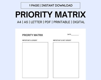 Priority Matrix Printable, Decision Matrix, Eisenhower Matrix, My ...