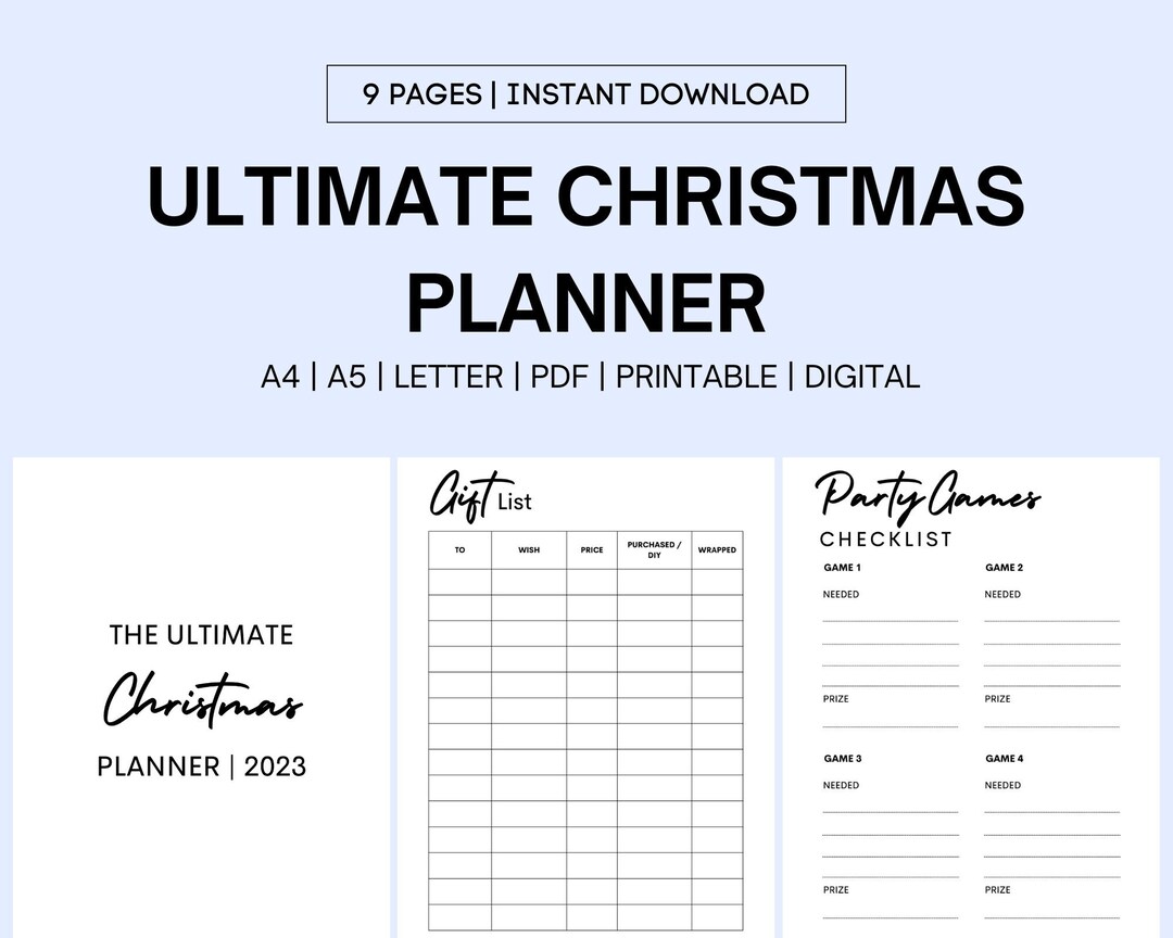Ultimate Christmas Planner Printable, 2023 Holiday Checklist Kit, Gift ...