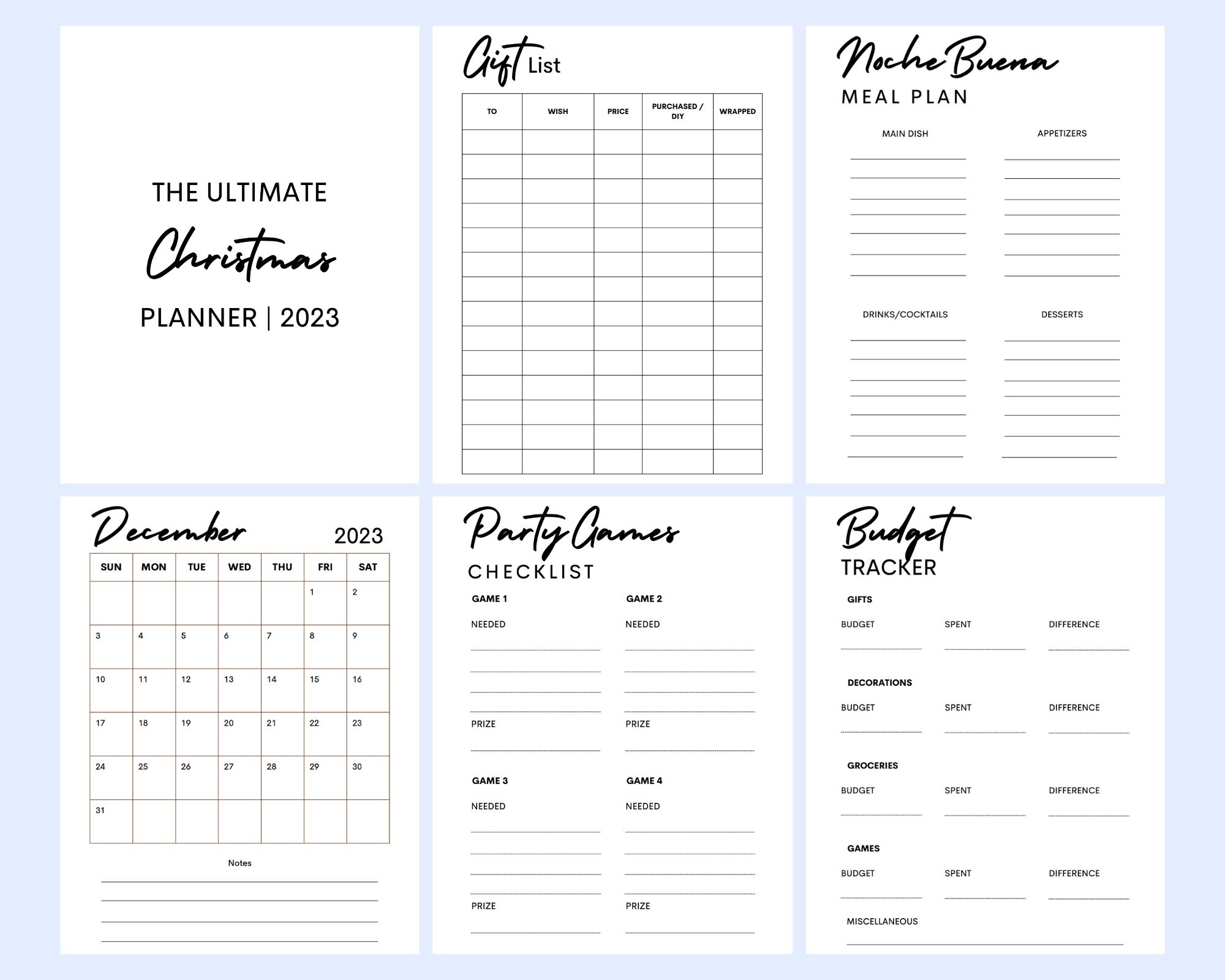 Ultimate Christmas Planner Printable, 2023 Holiday Checklist Kit, Gift ...
