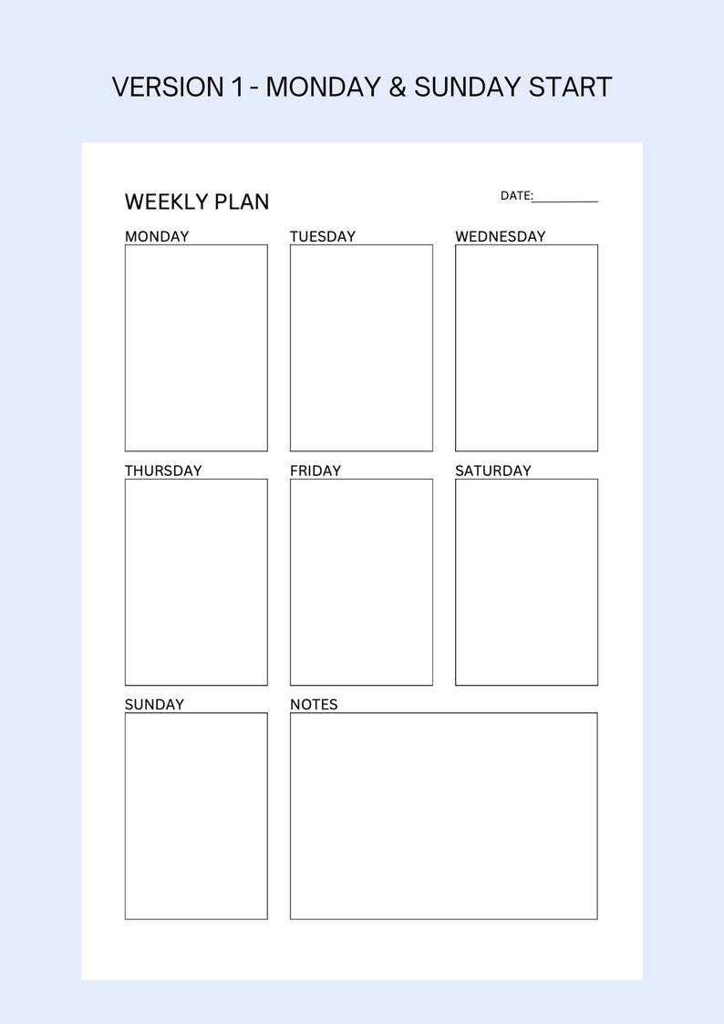 Minimalist Weekly Planner Printable to Do List Minimal Weekly - Etsy