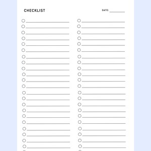 Blank Checklist Template Printable &amp; Fillable, Simple Checklist ...