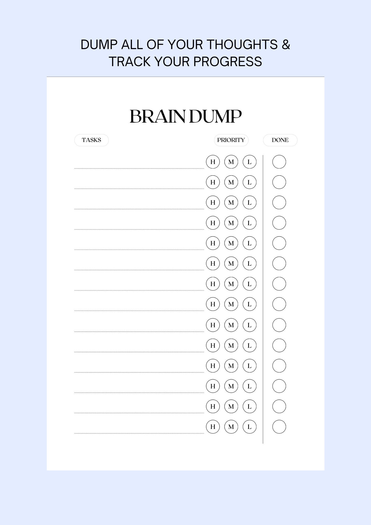 Brain Dump Journal Printable | ADHD Planner Pages | Productivity ...
