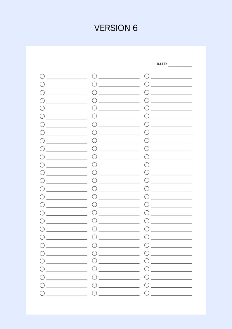 Blank Checklist Template Printable &amp; Fillable Simple - Etsy