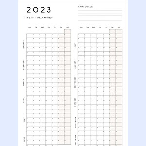 2023 Yearly Calendar Printable – Minimalist Year at a Glance Calendar ...