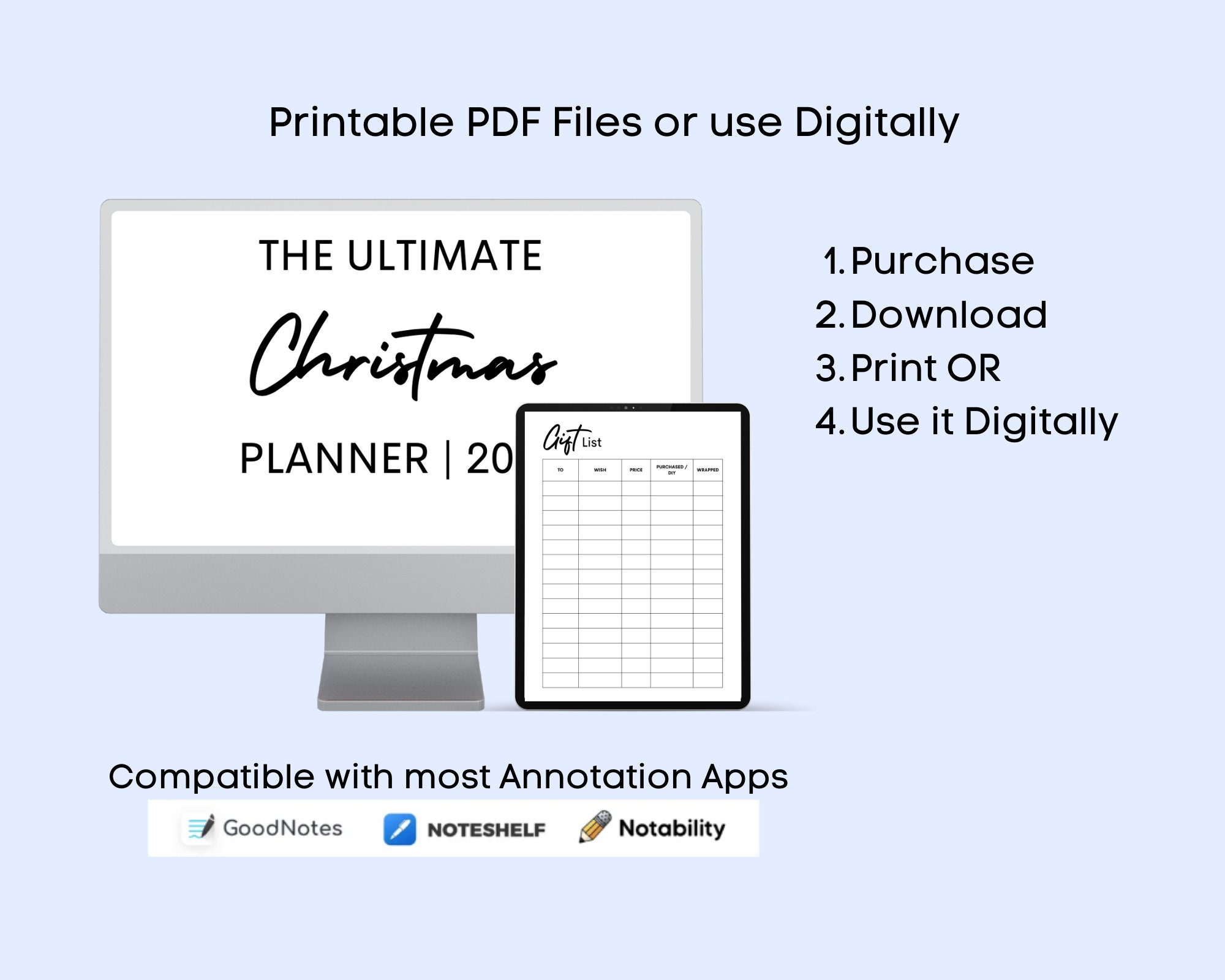 Ultimate Christmas Planner Printable, 2023 Holiday Checklist Kit, Gift ...