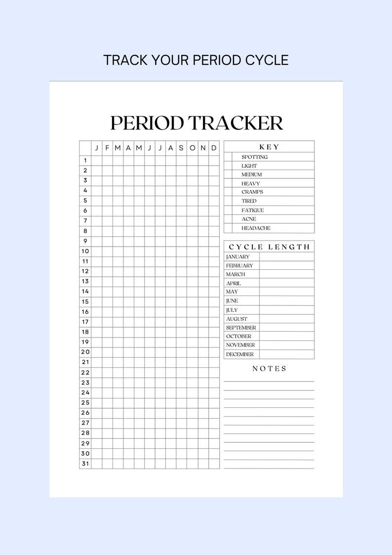 Printable Period Tracker, Symptom Tracker, Period Journal, Ovulation Tracker, Fertility Planner ...