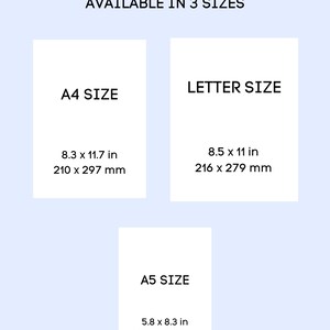 K&ouml;nnte beinhalten: Eine Grafik, die drei verschiedene Papierformate zeigt: A4, Letter und A5. Die Gr&ouml;&szlig;en sind in Zoll und Millimetern angegeben.