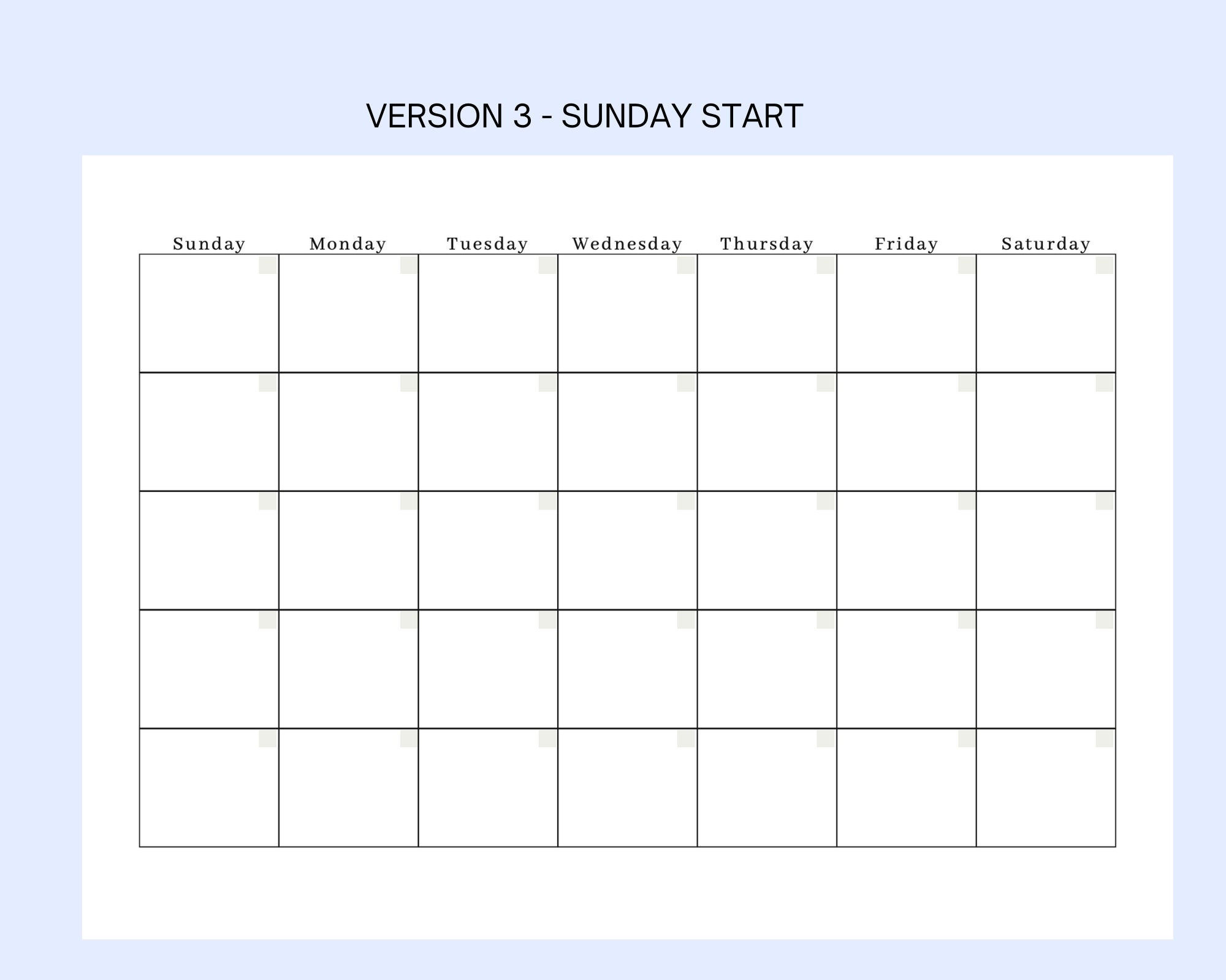 Blank Monthly Calendar Printable Landscape, Minimalist Calendar ...