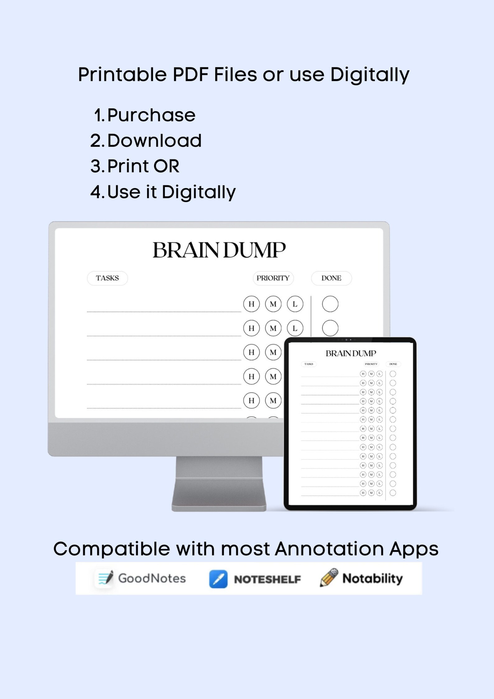 Brain Dump Journal Printable | ADHD Planner Pages | Productivity ...