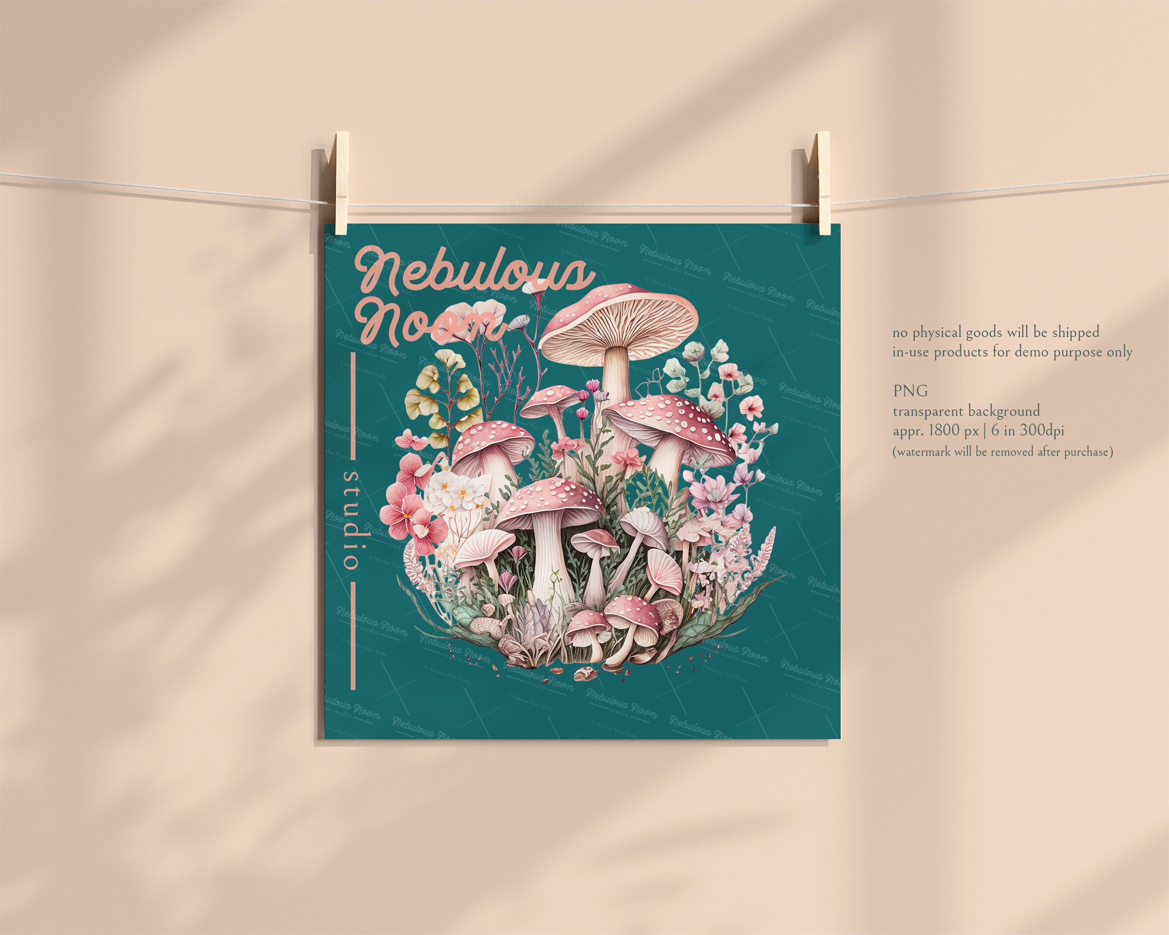 Magical Pink Mushrooms 41 PNG Clipart Mega Bundle BU-23AP056 Mushroom ...