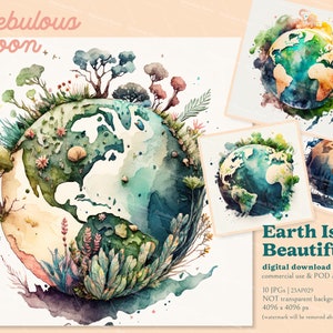 Earth is Beautiful 10 JPG Earth Day Clipart Bundle 23AP029 | earth day shirt,digital download,sustainable earth,ecology design,environmental