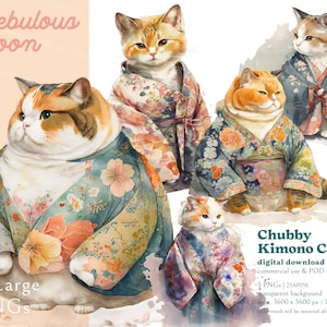Kimono Cat 5 PNG Funny Cat Clipart Bundle 23AP058 | cat earrings,kitten clipart,lucky cat,nursery sticker,boho kimono,geisha cat,cat lovers
