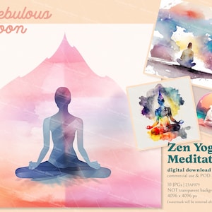 Zen Yoga Meditation 10 JPG Beruhigendes Digitales Papier Bundle 23AP079 | Digitales Papier,Junk Journal,Fitness Clipart,Yoga Sticker,Chakra Minimalist