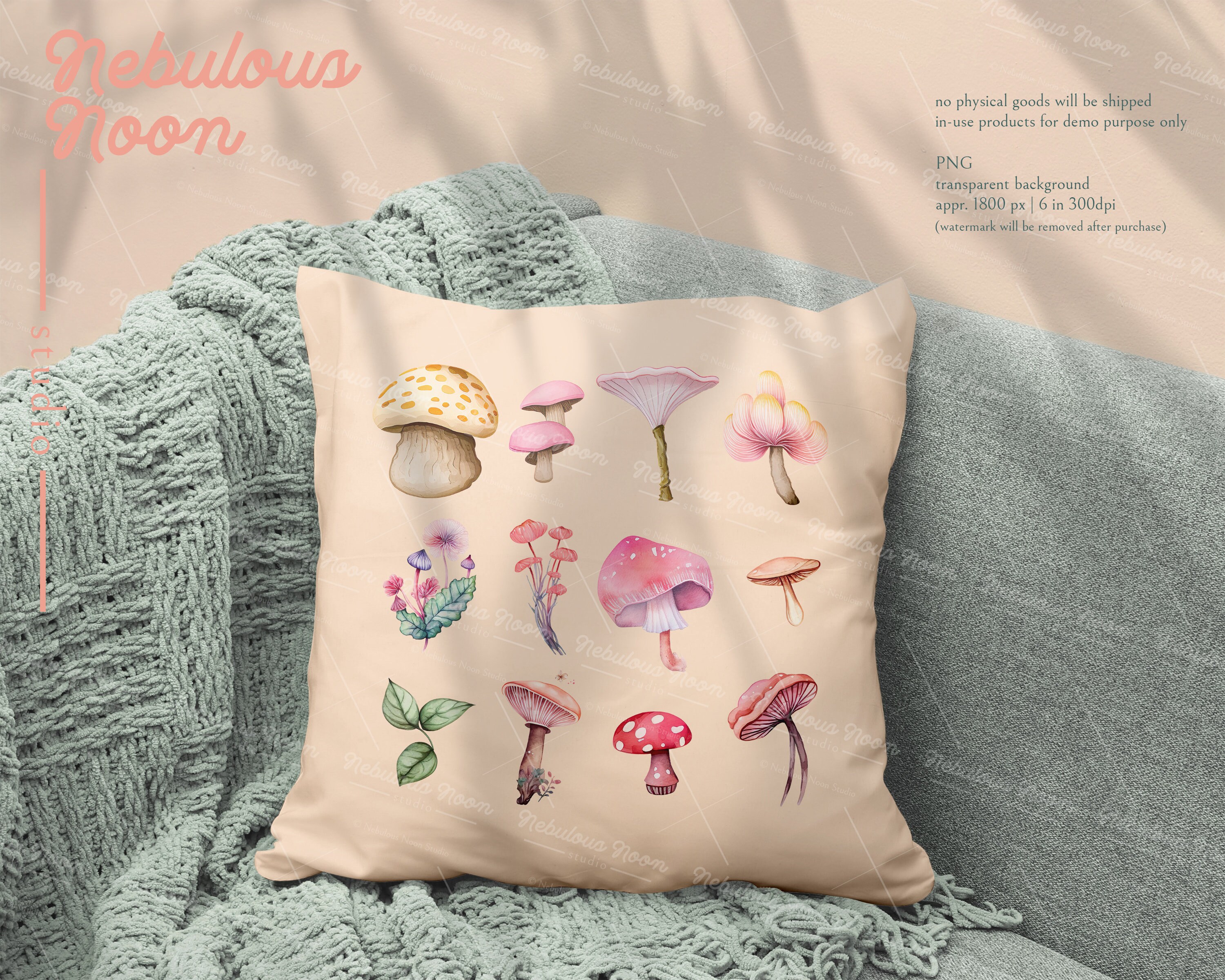 Magical Pink Mushrooms 41 PNG Clipart Mega Bundle BU-23AP056 Mushroom ...