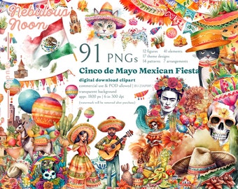 Cinco de Mayo Mexican Fiesta 91 PNG Mega Clipart Bundle BU-23AP085 | day of the dead,rainbow pinata,Sombrero,meow skull,Maracas,Piñata