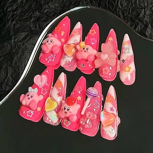 Sheer Love Kawaii Pink Press on Nails Cute Coquette Nails Girly Heart and  Pearl Nails Princess Gyaru Glitter Nails Fridaynailclub 