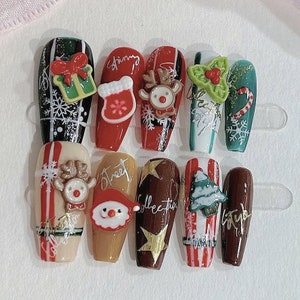 9Pcs Gold Laser Color Christmas Colorful Nail Art Stickers Cartoon Elk  Christmas Tree Snowflake Snowman Animal Decoration DIY Design Nail Art  Decals Decorative Nail Art Accessories