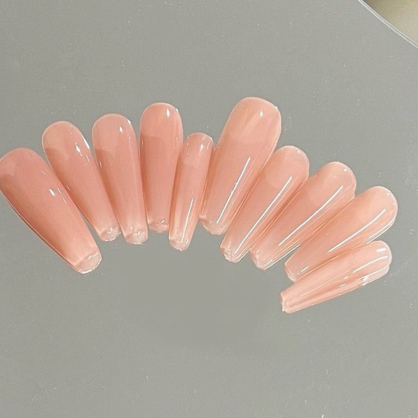 Handmade Nude Pure Color Daily Press On Nails Pure Color Nails Nude Nails Long Nails